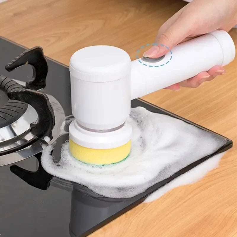 Electric Spin Scrubber Bathroom Cordless Cleaning Brush Power Scrubber with 5 Replaceable Brush Heads Electric Cleaning Brush