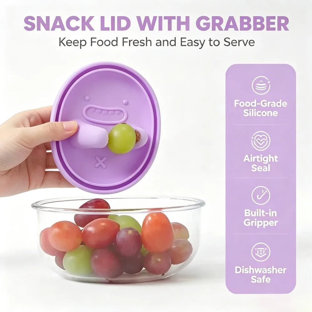 Creative Lunch Box with Silicone Lid, Leakproof Snack Container Portable Food Storage Bowl for Kids Students School Travel