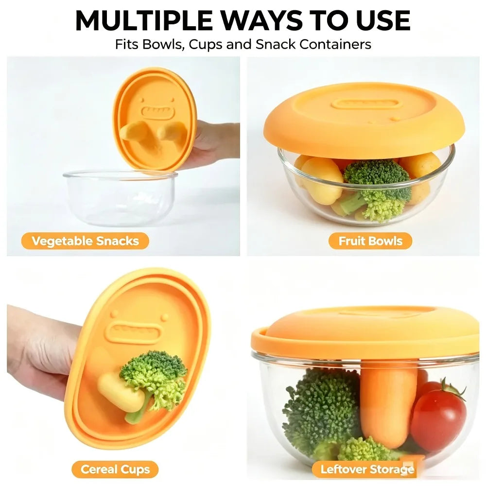 Creative Lunch Box with Silicone Lid, Leakproof Snack Container Portable Food Storage Bowl for Kids Students School Travel