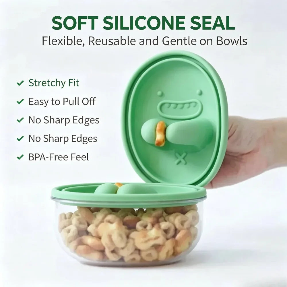 Creative Lunch Box with Silicone Lid, Leakproof Snack Container Portable Food Storage Bowl for Kids Students School Travel